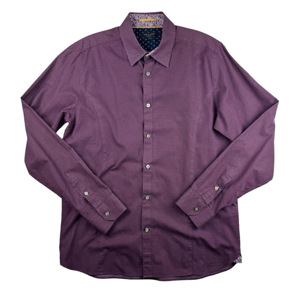 Ted Baker Bigidea Button Down Shirt Burgundy Size 4 Ted, L